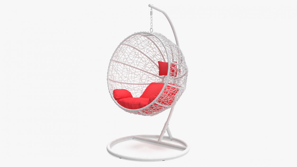 Swing Ball Eliott Wicker Chair with Stand White 3D