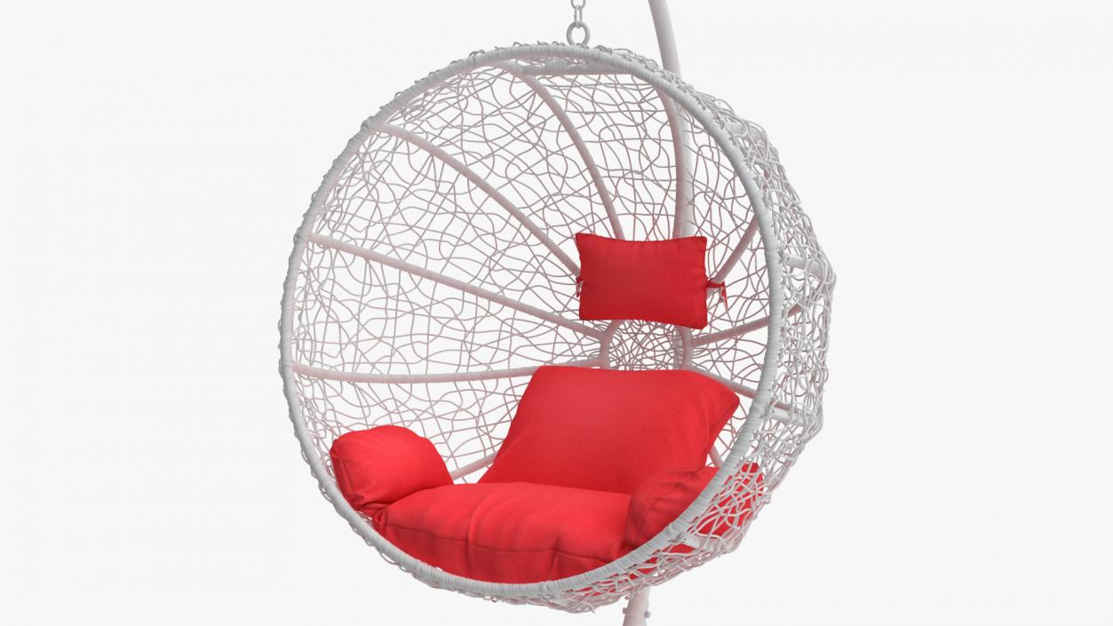 Swing Ball Eliott Wicker Chair with Stand White 3D