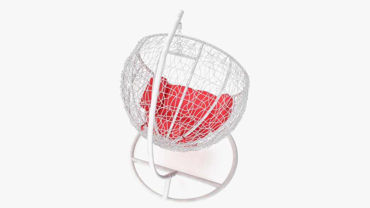 Swing Ball Eliott Wicker Chair with Stand White 3D