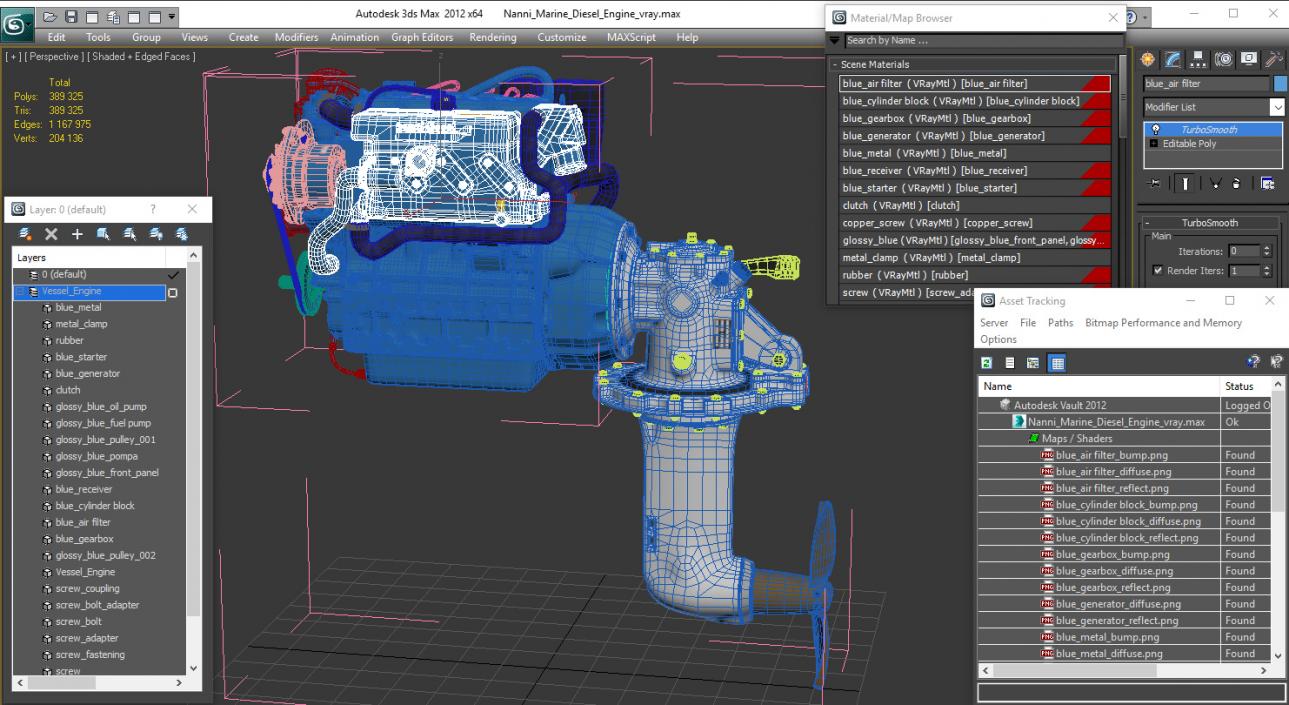 3D Nanni Marine Diesel Engine