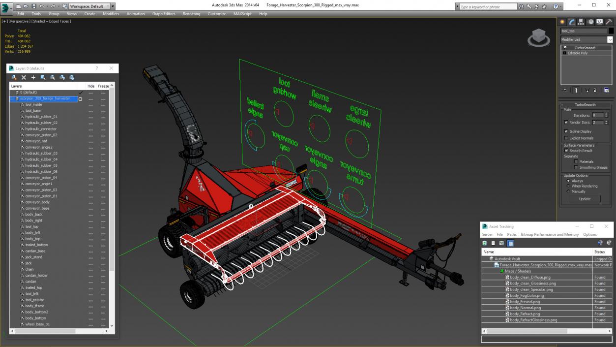 3D Forage Harvester Scorpion 300 Rigged