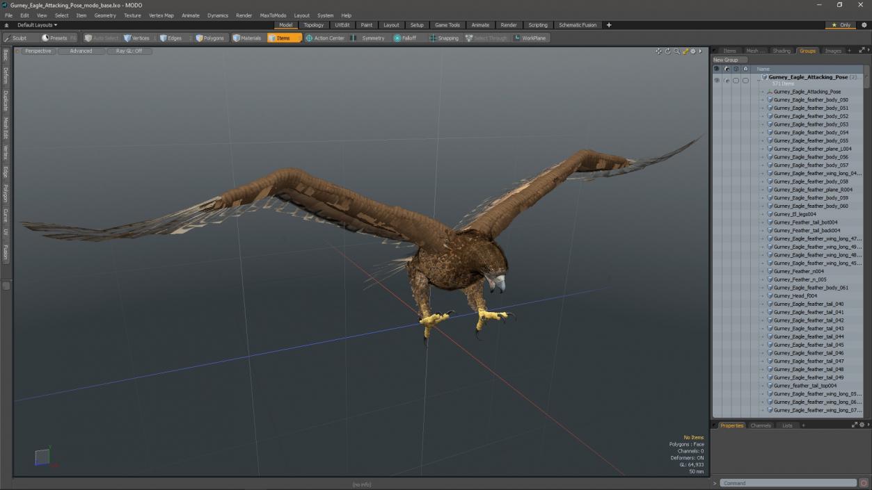 Gurney Eagle Attacking Pose 3D