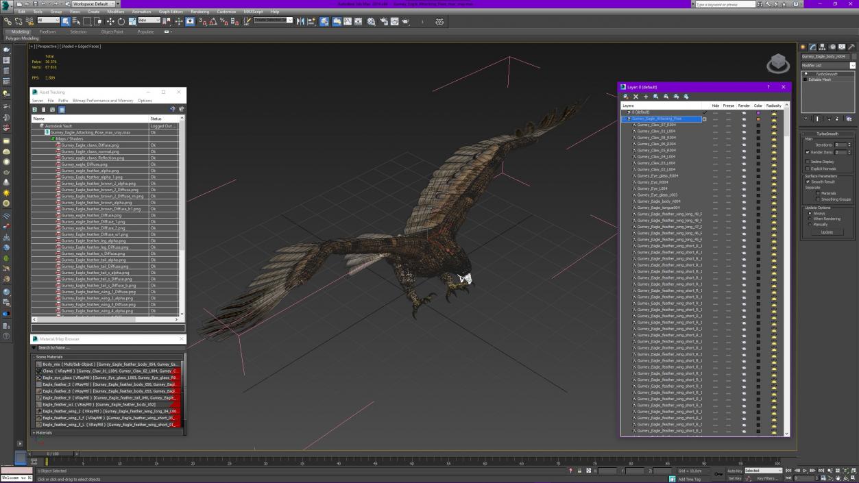 Gurney Eagle Attacking Pose 3D