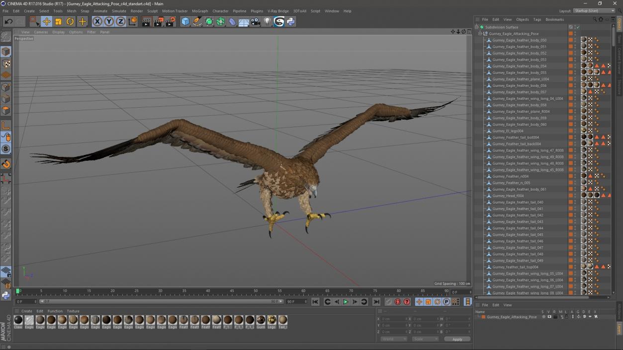 Gurney Eagle Attacking Pose 3D