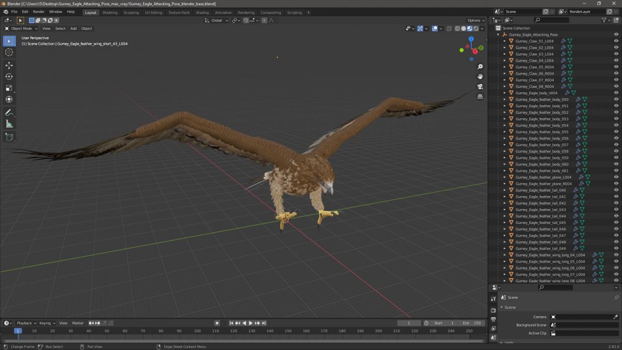 Gurney Eagle Attacking Pose 3D