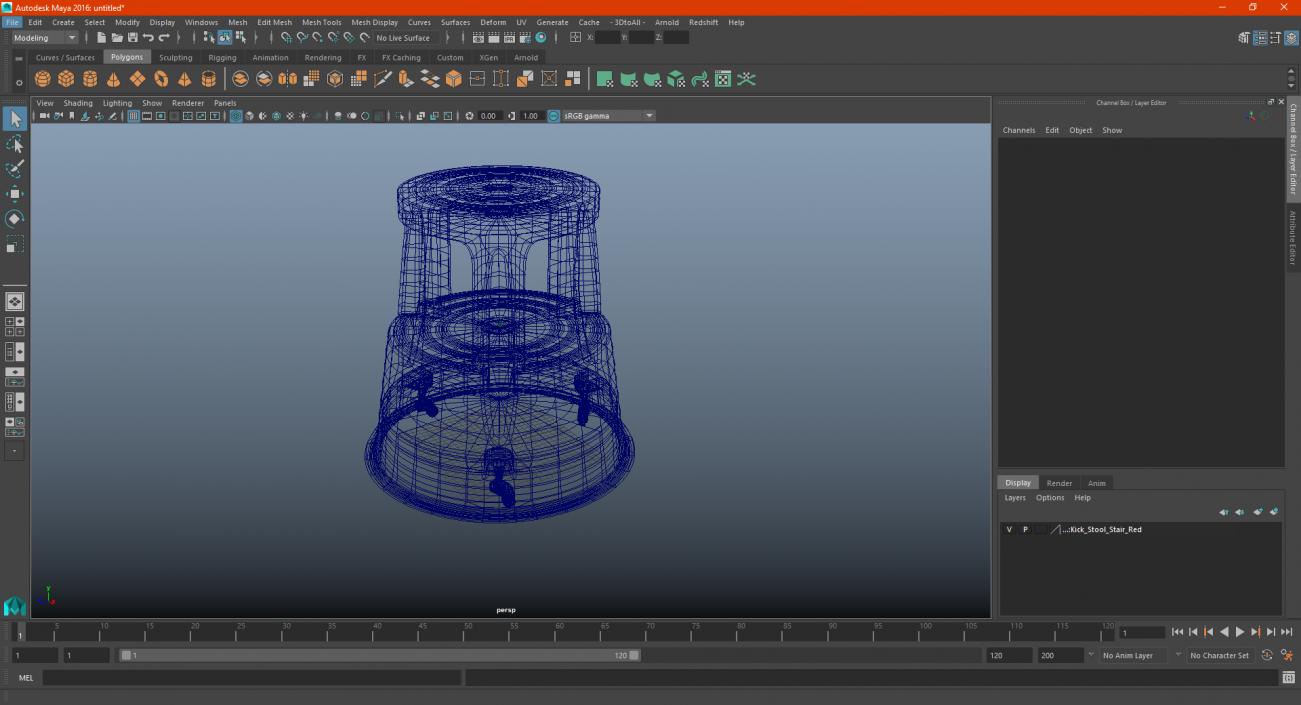 3D Kick Stool Stair Two Steps