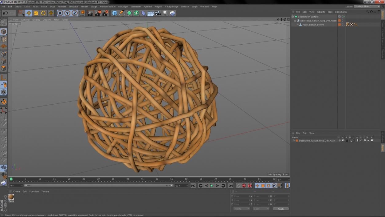 Decorative Rattan Twig Orb Hazel 3D