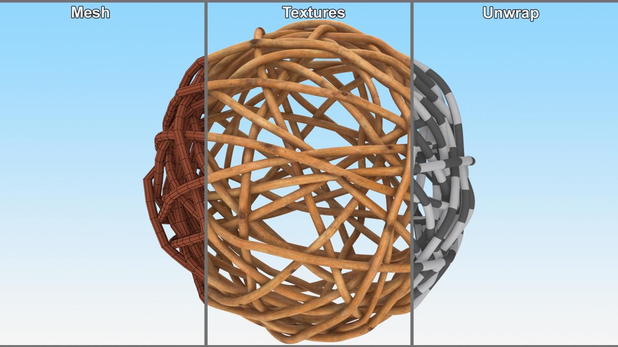 Decorative Rattan Twig Orb Hazel 3D