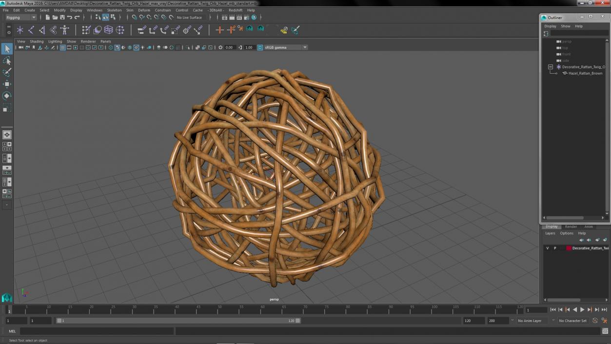 Decorative Rattan Twig Orb Hazel 3D