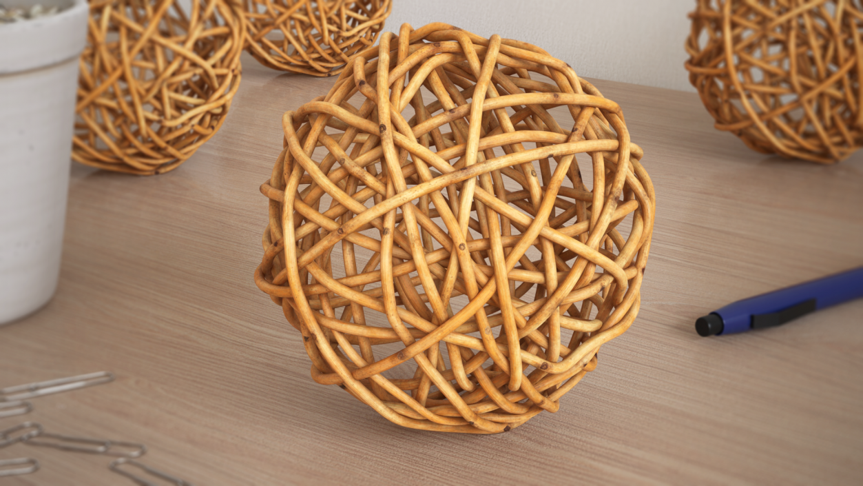 Decorative Rattan Twig Orb Hazel 3D