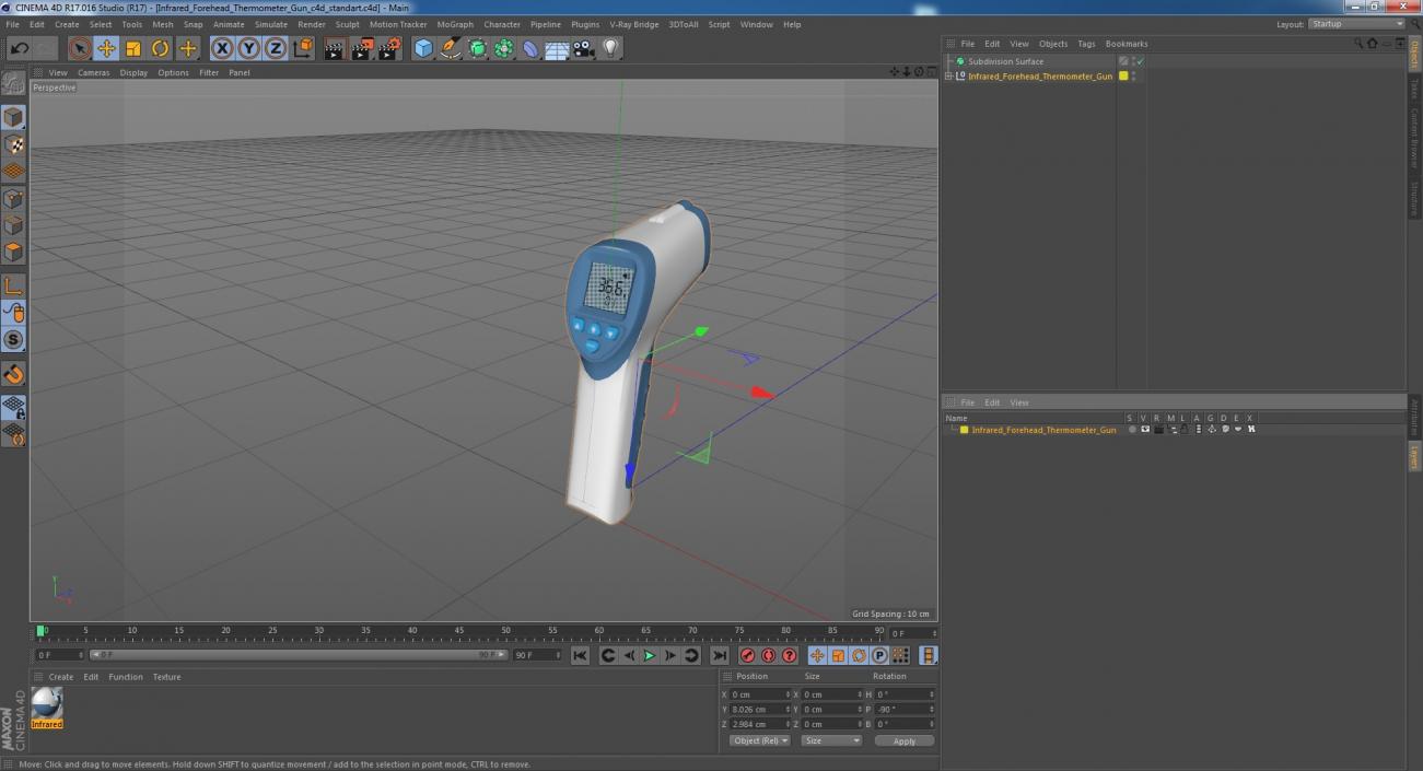 3D Infrared Forehead Thermometer Gun model