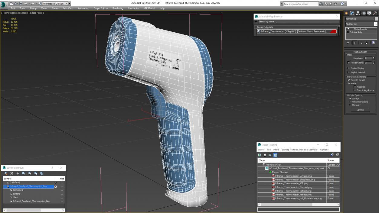 3D Infrared Forehead Thermometer Gun model