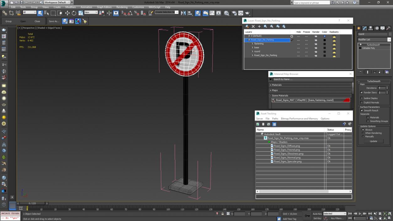 3D model Road Sign No Parking