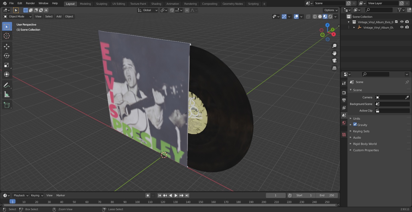 3D model Vintage Vinyl Album Elvis