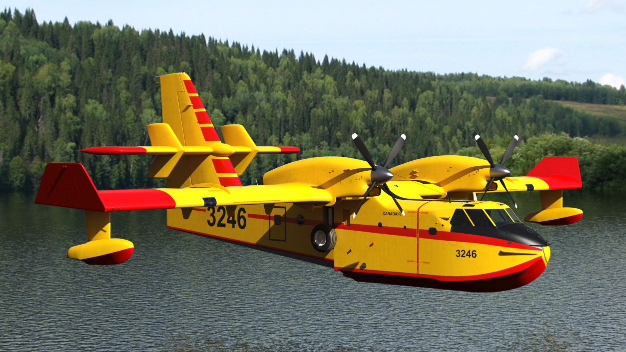 Canadair D415 Amphibious Water Bomber Flight 3D model