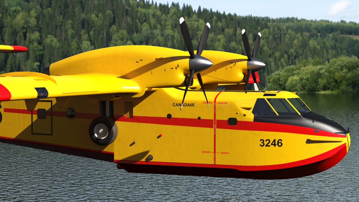 Canadair D415 Amphibious Water Bomber Flight 3D model