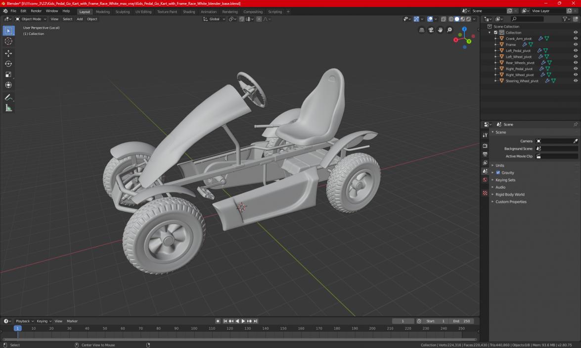 3D Pedal Kart with Race Frame Grey