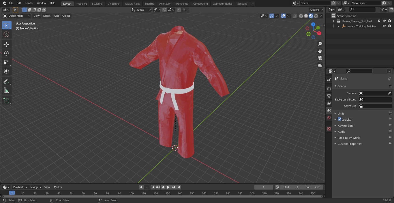 Karate Training Suit Red 3D model