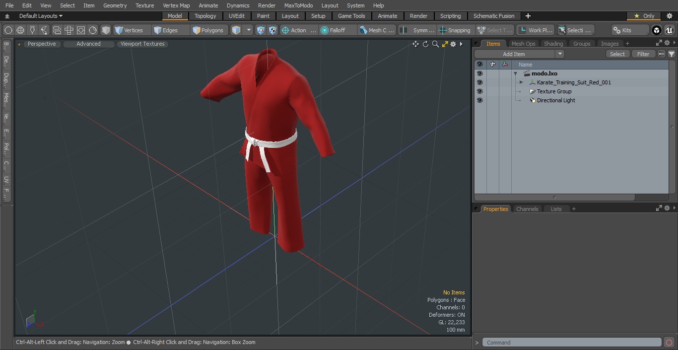 Karate Training Suit Red 3D model