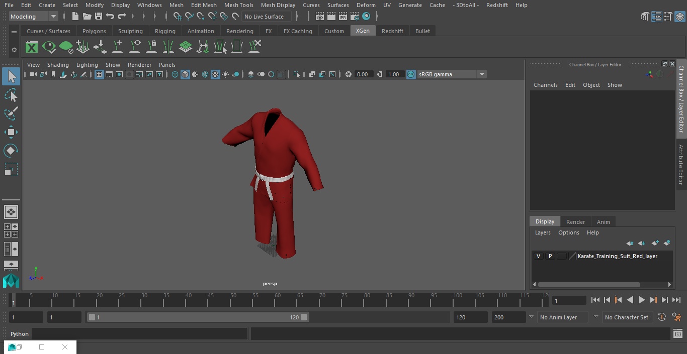 Karate Training Suit Red 3D model