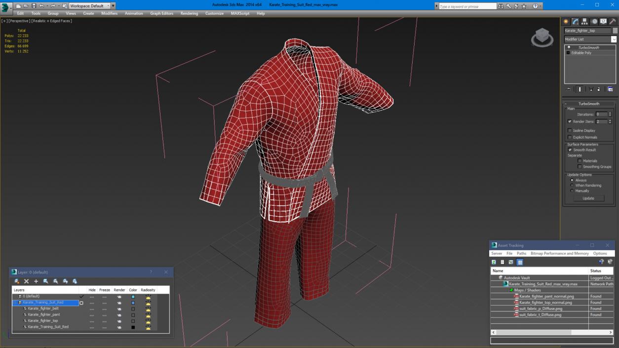 Karate Training Suit Red 3D model