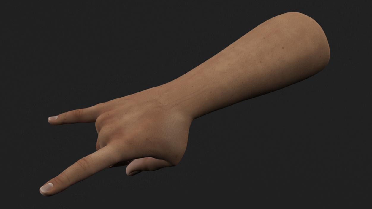 Tanned Man Hand Heavy Metal Pose 3D