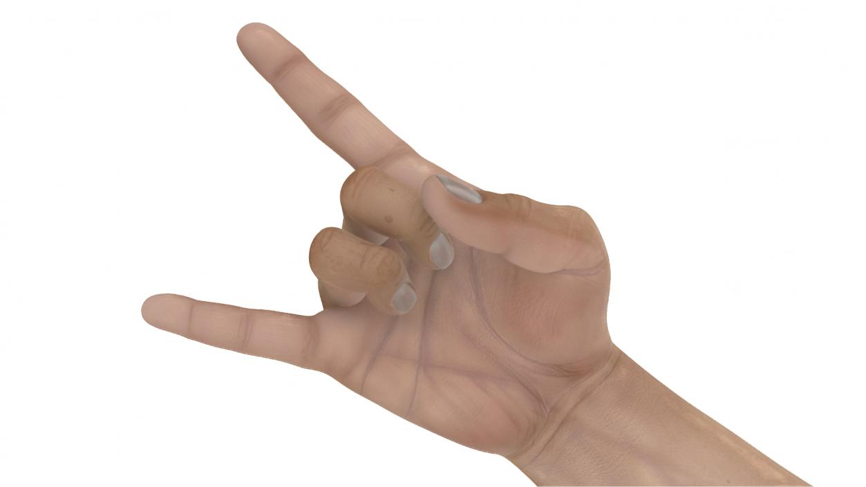 Tanned Man Hand Heavy Metal Pose 3D