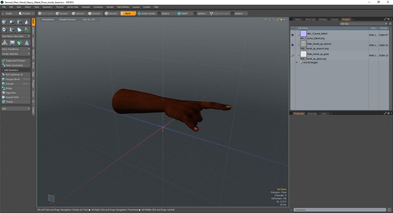 Tanned Man Hand Heavy Metal Pose 3D