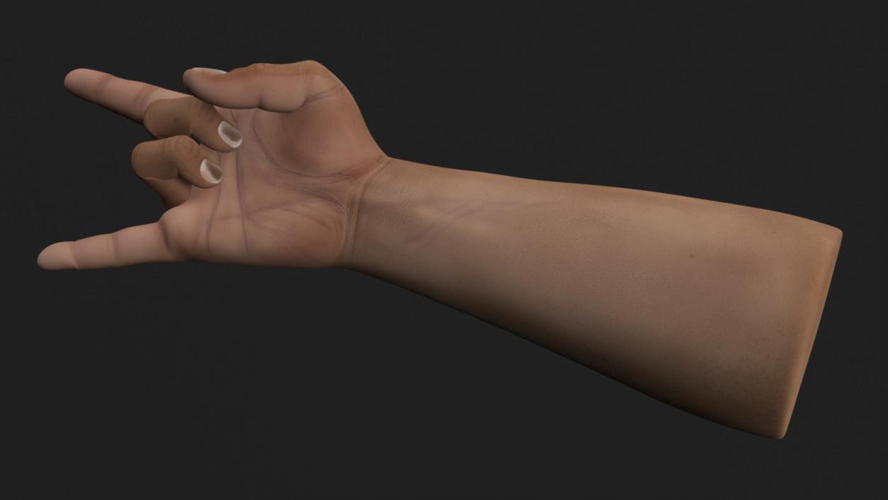 Tanned Man Hand Heavy Metal Pose 3D