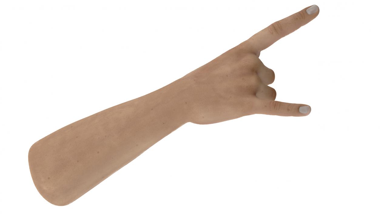 Tanned Man Hand Heavy Metal Pose 3D