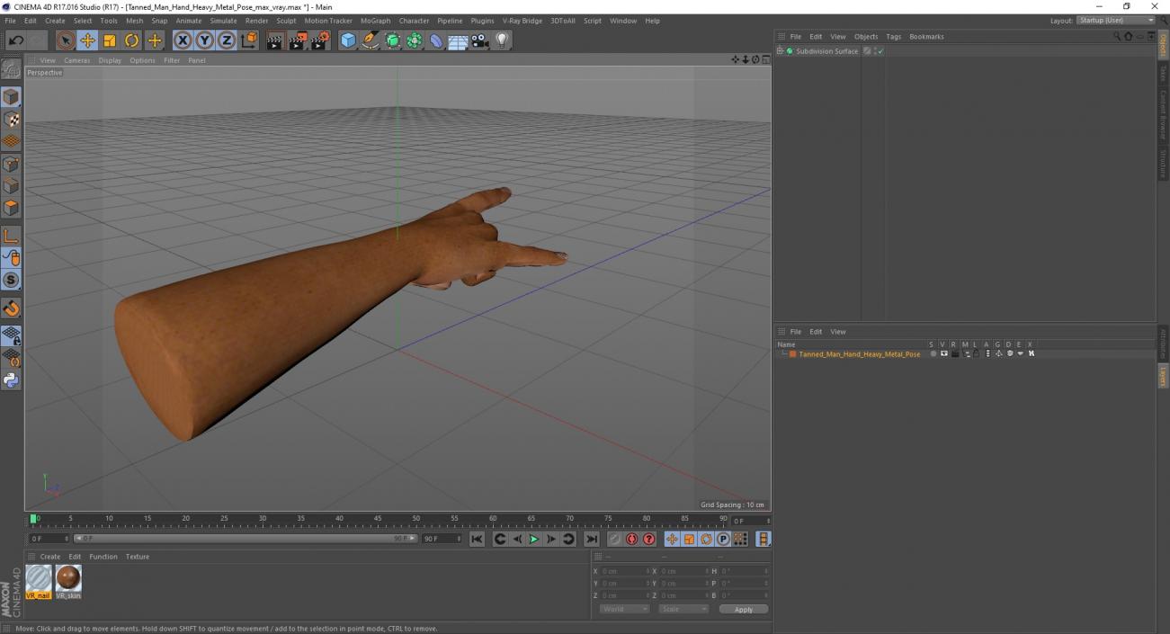 Tanned Man Hand Heavy Metal Pose 3D