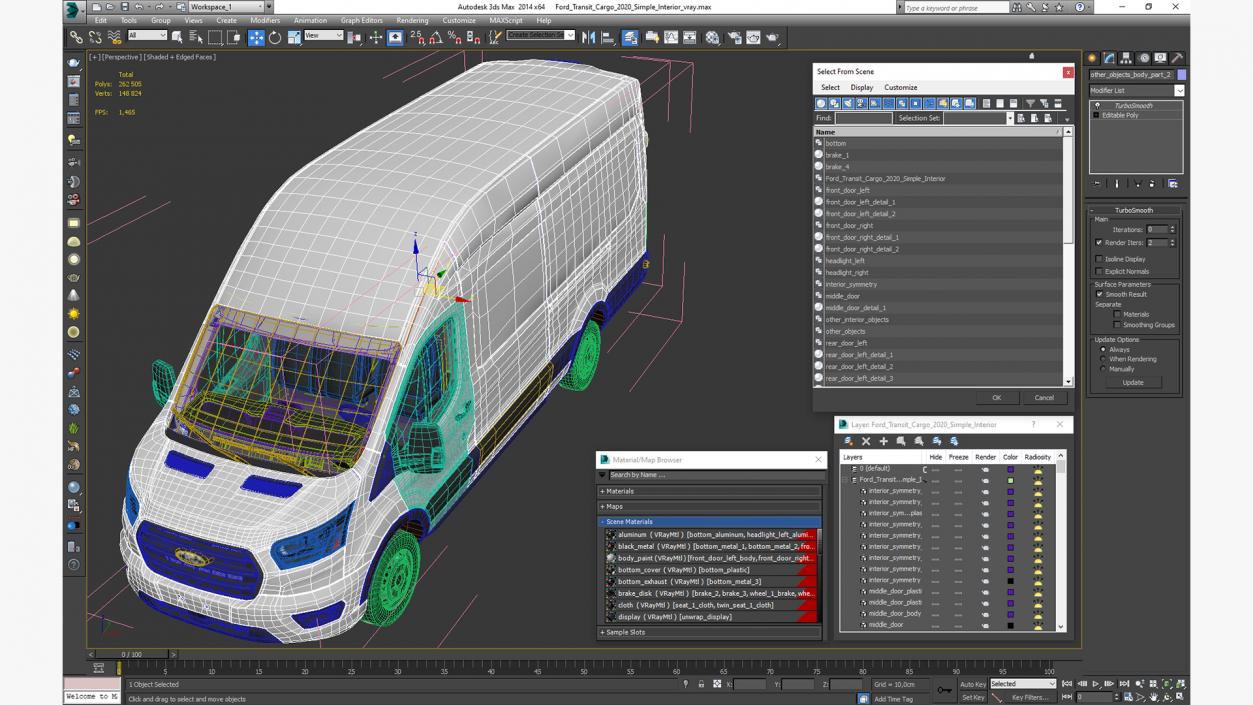 Ford Transit Cargo 2020 Simple Interior 3D model