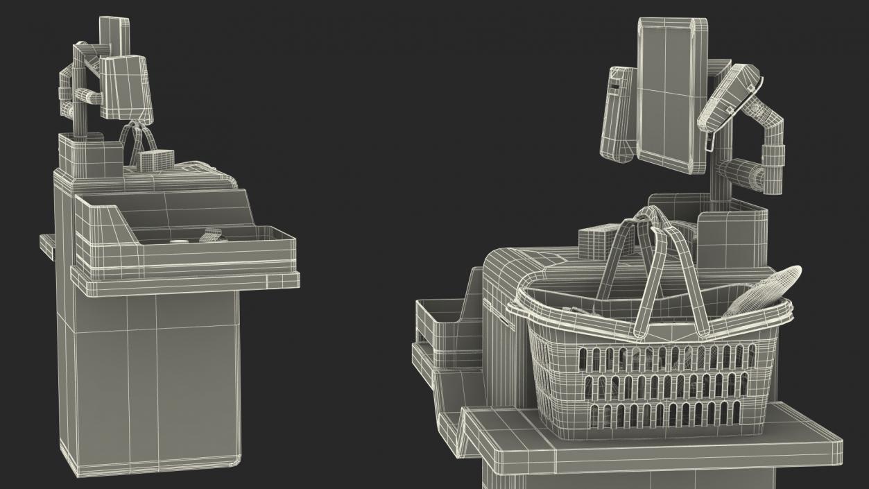 Self Checkout System StrongPoint with Basket And Goods 3D model