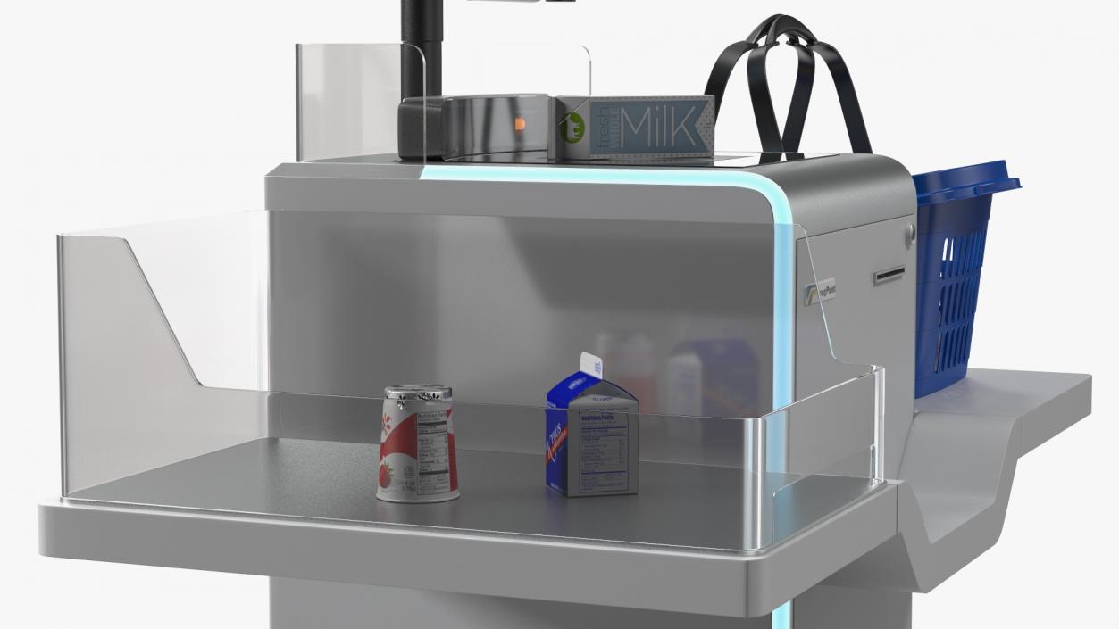 Self Checkout System StrongPoint with Basket And Goods 3D model