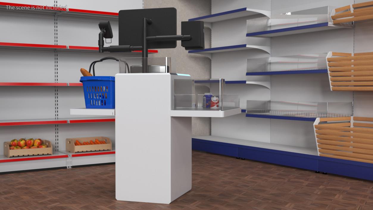 Self Checkout System StrongPoint with Basket And Goods 3D model