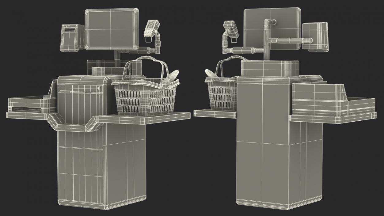 Self Checkout System StrongPoint with Basket And Goods 3D model