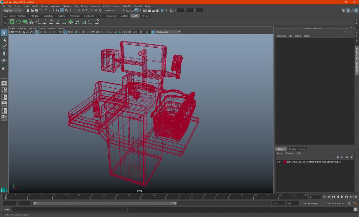 Self Checkout System StrongPoint with Basket And Goods 3D model