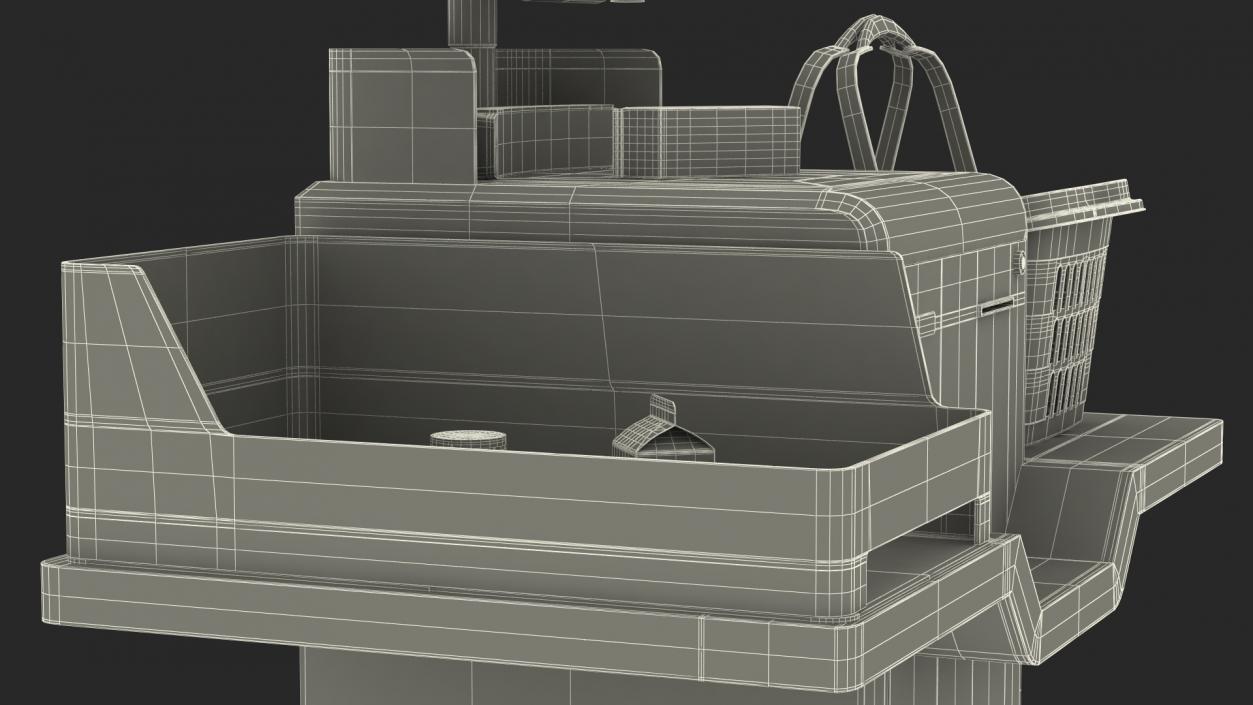 Self Checkout System StrongPoint with Basket And Goods 3D model