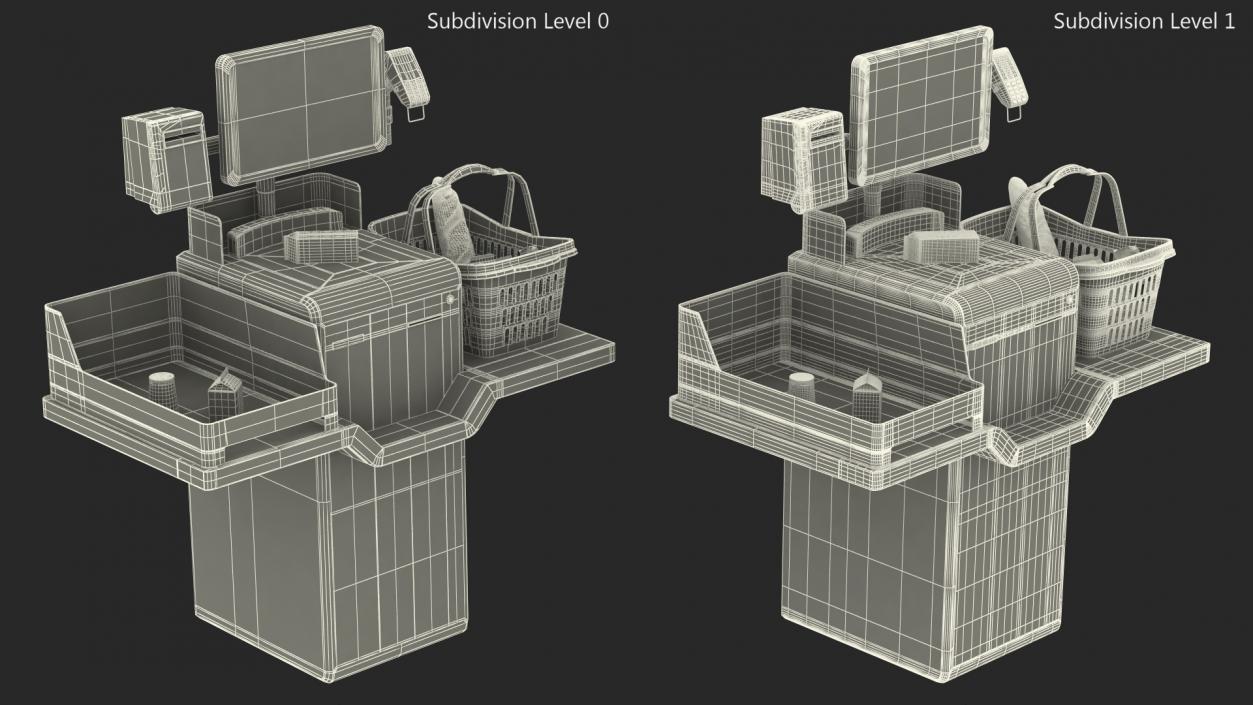 Self Checkout System StrongPoint with Basket And Goods 3D model