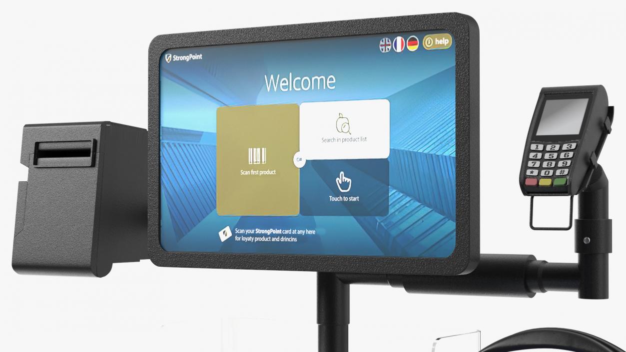 Self Checkout System StrongPoint with Basket And Goods 3D model