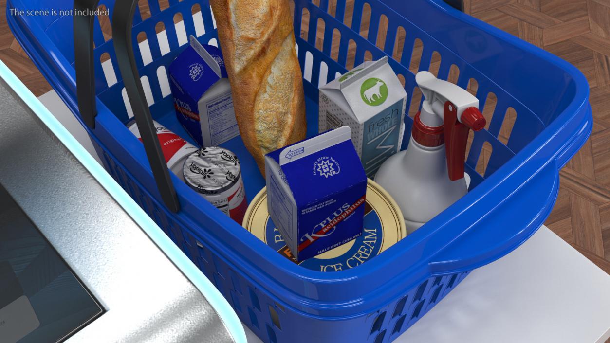 Self Checkout System StrongPoint with Basket And Goods 3D model