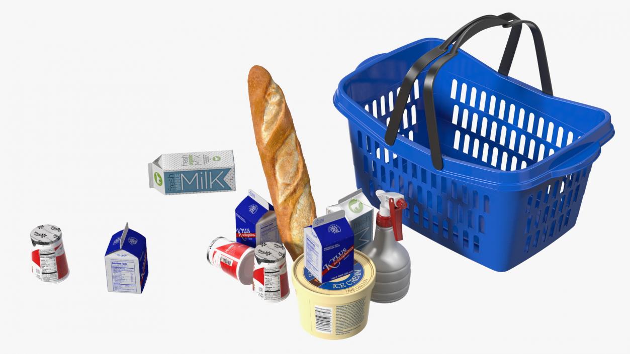 Self Checkout System StrongPoint with Basket And Goods 3D model