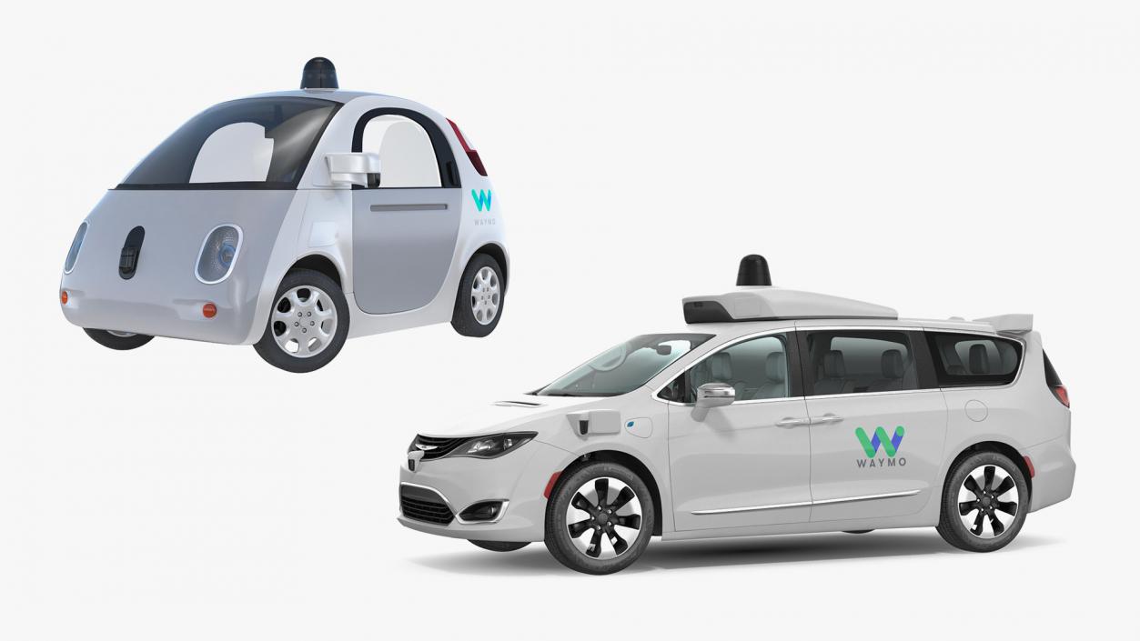 3D Rigged Waymo Self Driving Cars Collection