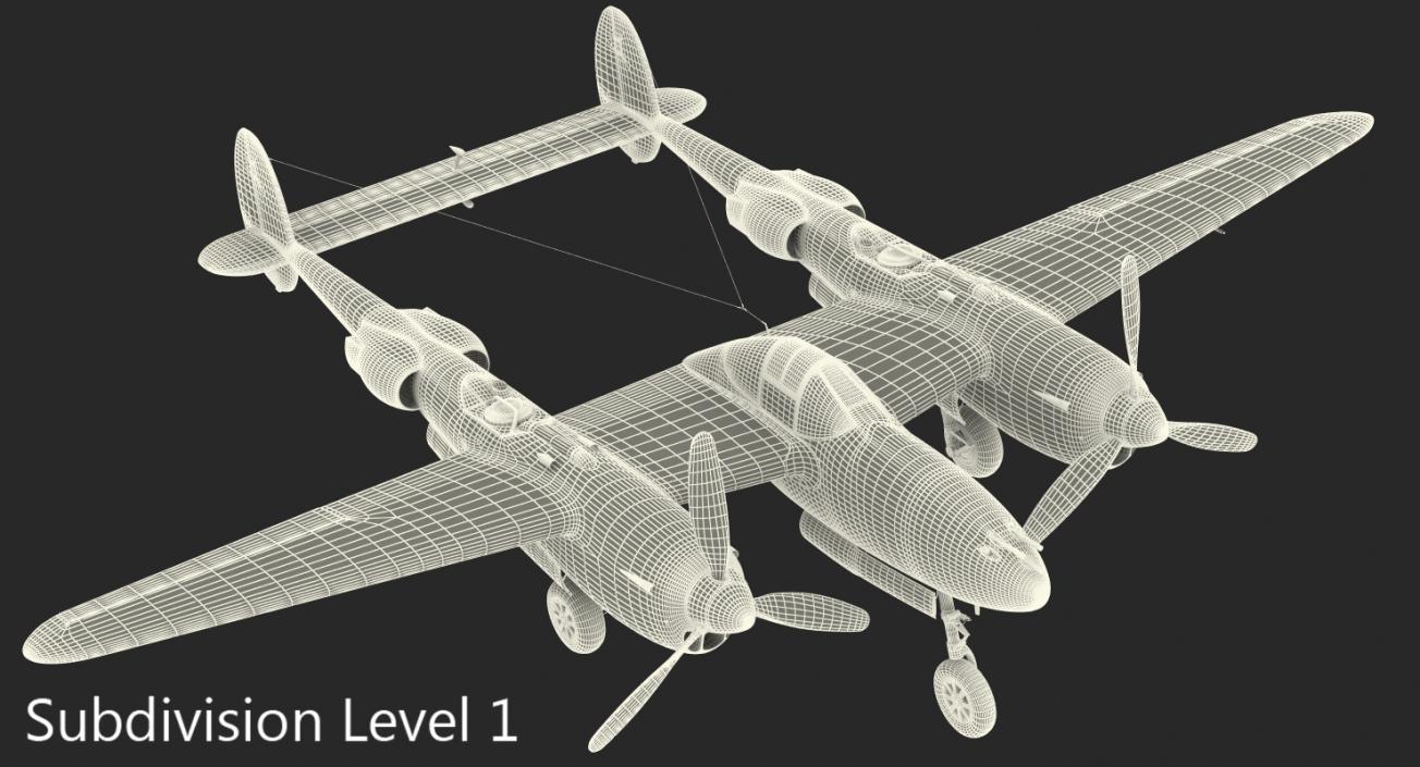 Lockheed P-38 Lightning US WWII Fighter 3D model