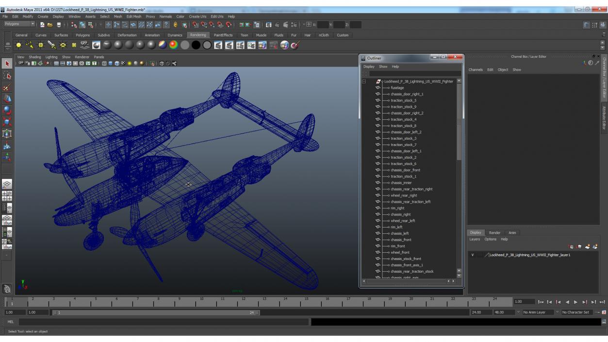 Lockheed P-38 Lightning US WWII Fighter 3D model