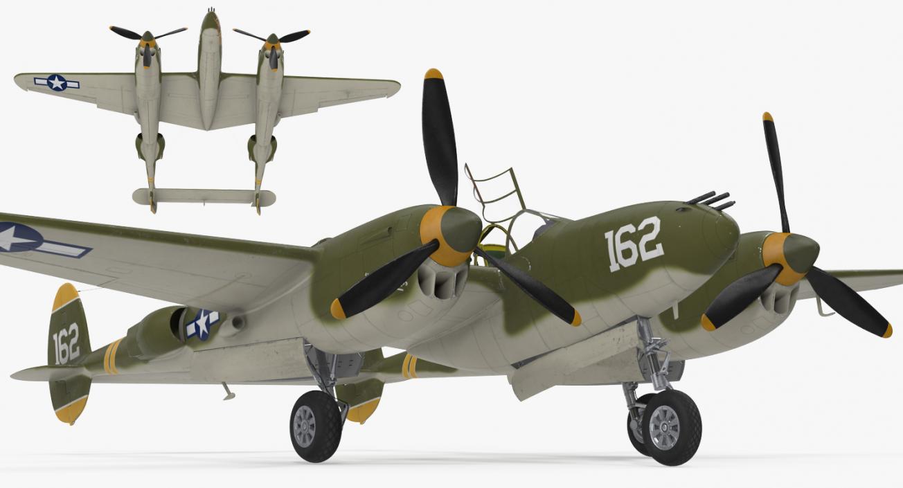 Lockheed P-38 Lightning US WWII Fighter 3D model