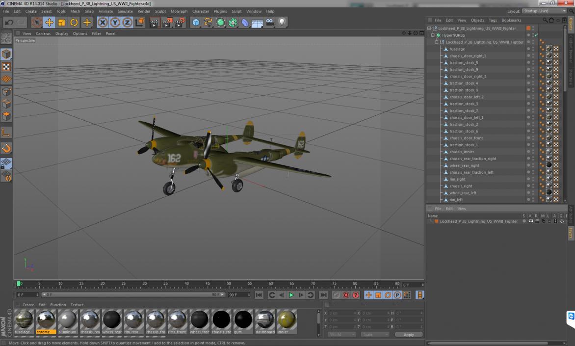 Lockheed P-38 Lightning US WWII Fighter 3D model