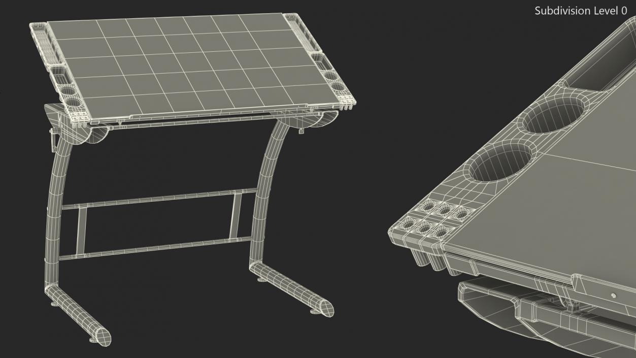 3D Tiltable Glass Drawing Table model