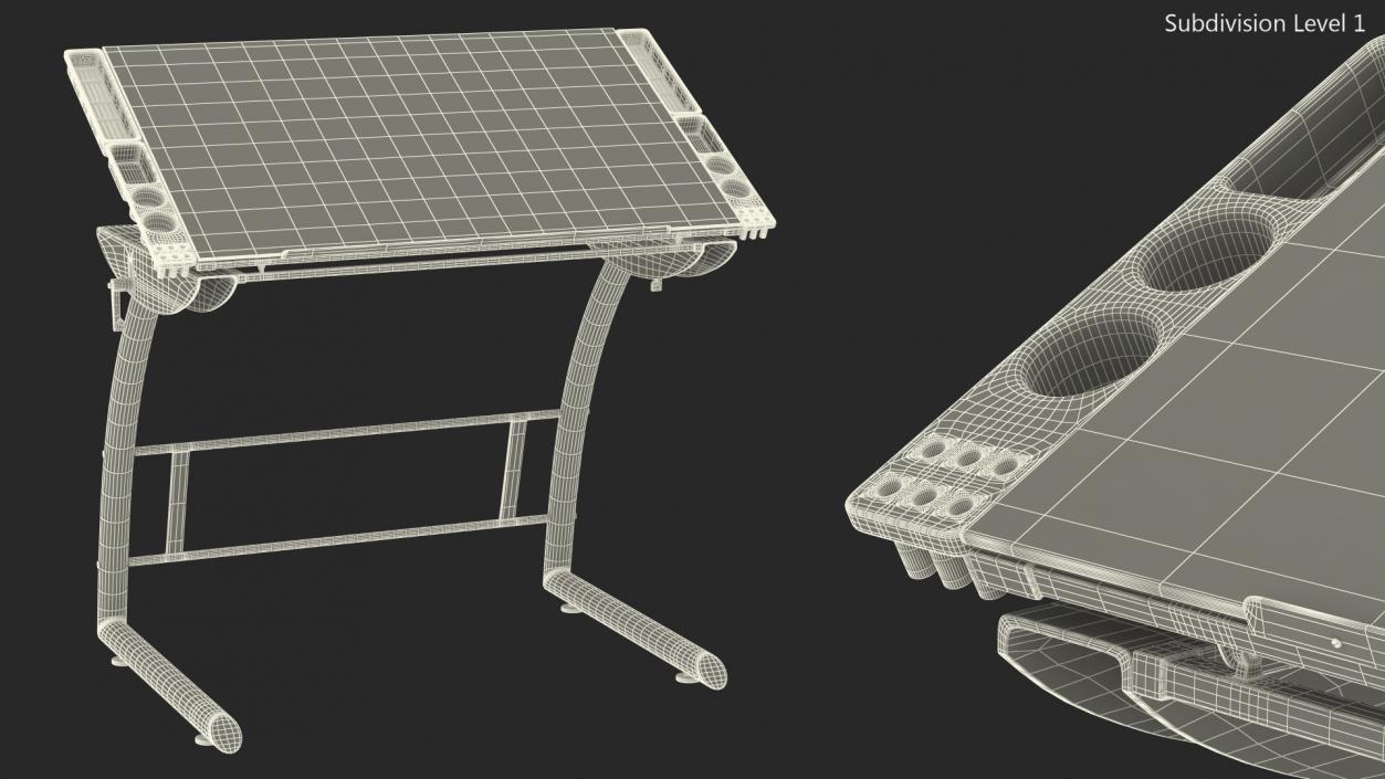 3D Tiltable Glass Drawing Table model