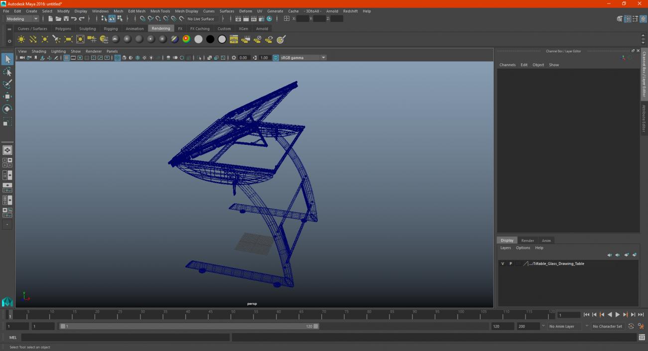 3D Tiltable Glass Drawing Table model